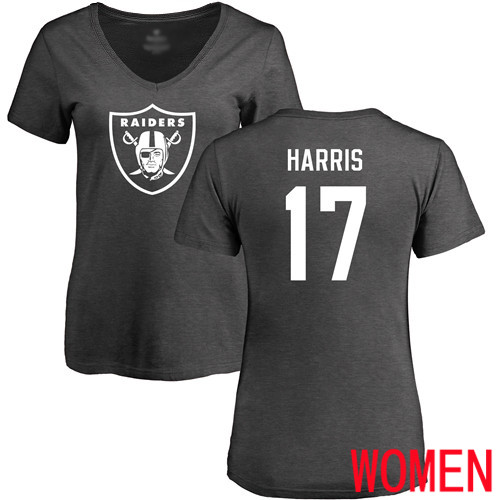 Oakland Raiders Ash Women Dwayne Harris One Color NFL Football #17 T Shirt->nfl t-shirts->Sports Accessory